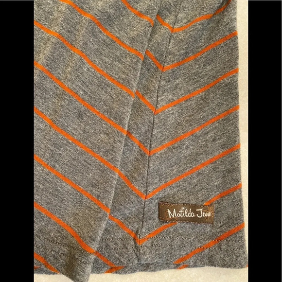 Matilda Jane Windsong Gray and Orange Stripe Tunic Top Sz M - Picture 6 of 8